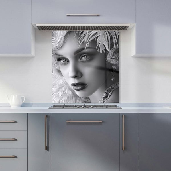 Warren Reed - Designer Glamorous Monochrome Diva Kitchen Splashback