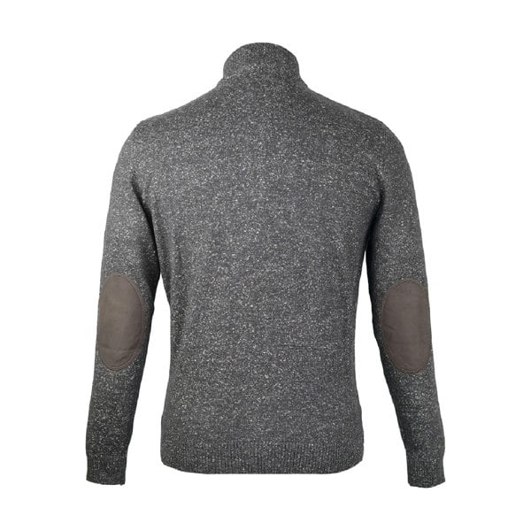 Jayden Button Neck Elbow Patch Jumper - Charcoal