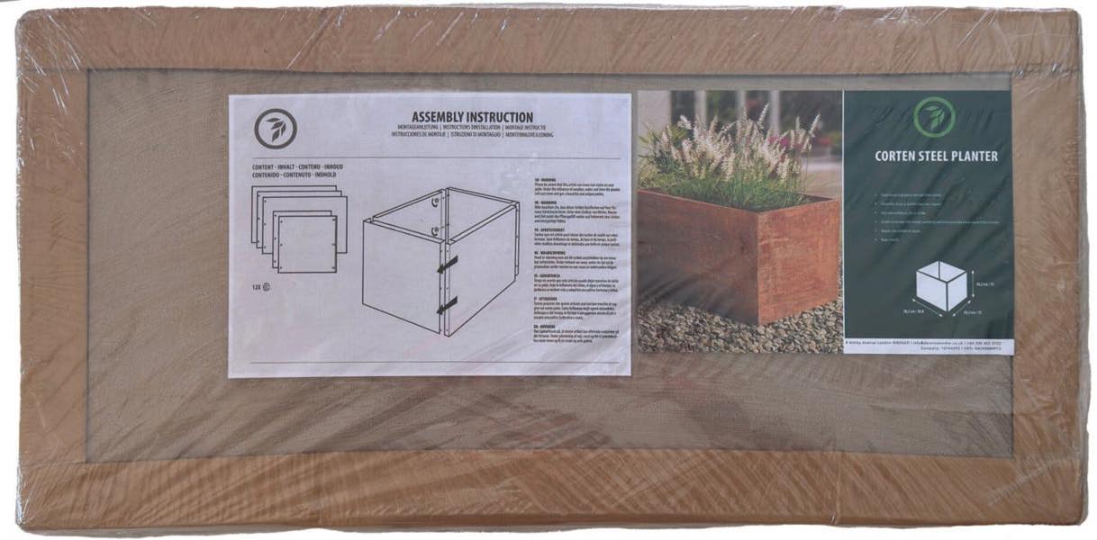 Metal planter plant pot - Rust Corten Steel 40 x80 x40cm Flat-packed - Devonia London