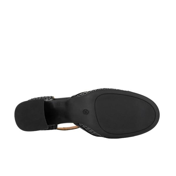 Embassy London Kemi -  Black & Grey Diamonds - Women's Leather Almond-Toe Block Heel