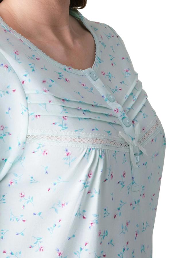 Camille Womens Classic 100% Organic Jersey Cotton Long Sleeve Nightdress