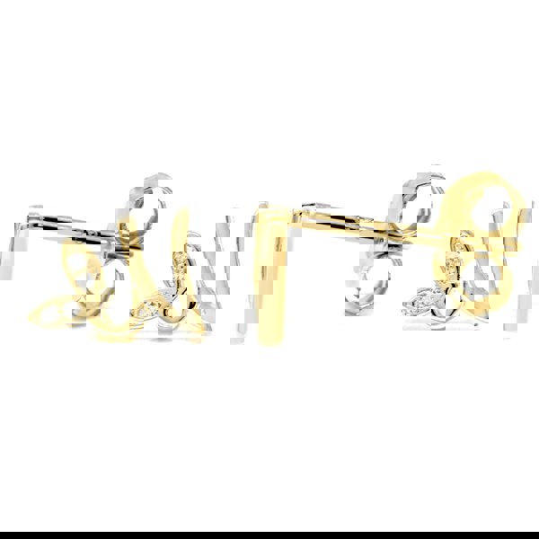 Say It With Winged Initial Earrings - Yellow Gold Plated