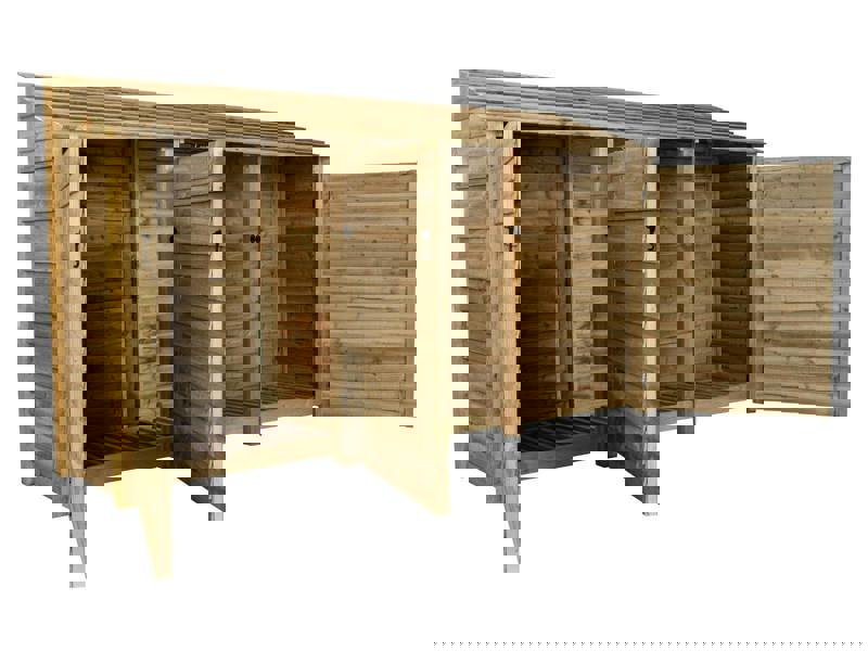 Arbor Garden Solutions Wooden Log Store with Doors W-335cm, H-126cm or 180cm, D-88cm