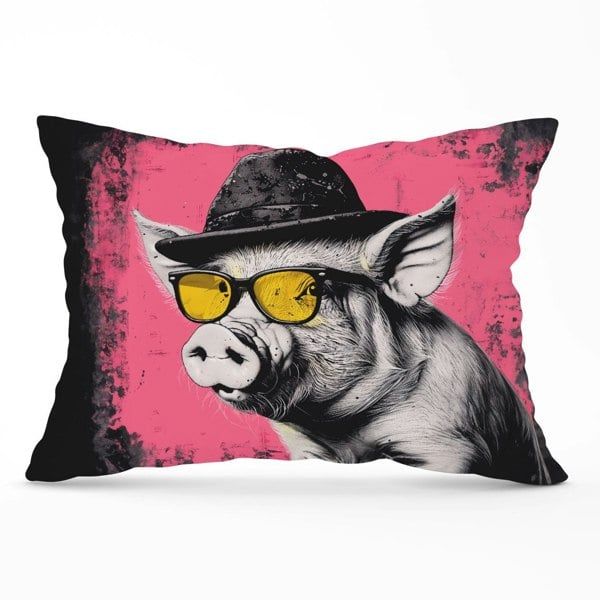 Warren Reed Pig In A Hat And Glasses Cushions