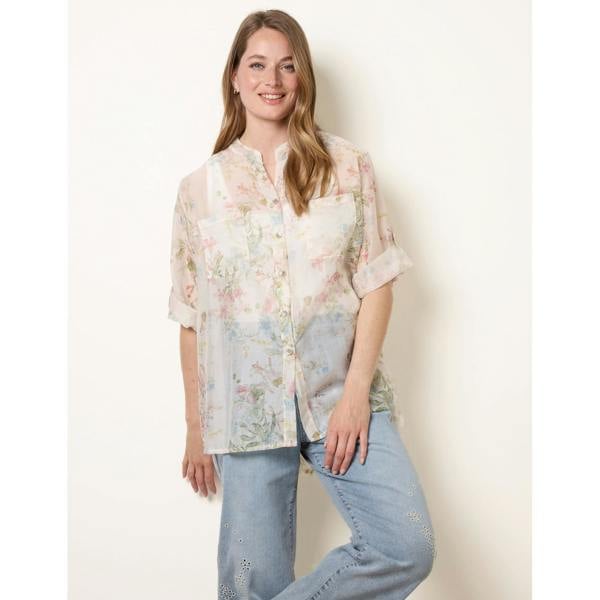 Blue Vanilla Sheer Floral Shirt