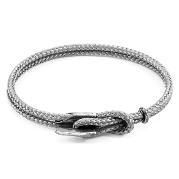 Anchor & Crew Classic Grey Padstow Silver and Rope Bracelet