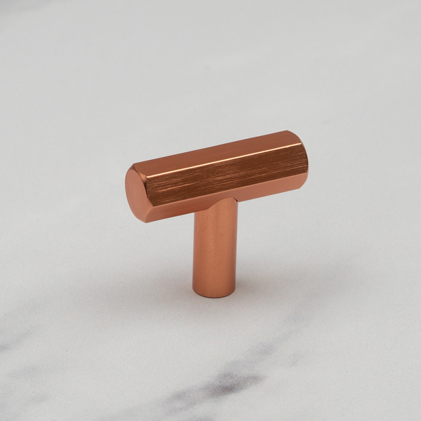 Handle & Home Rose Gold Hexagon T-Bar Cabinet Handle & Knob