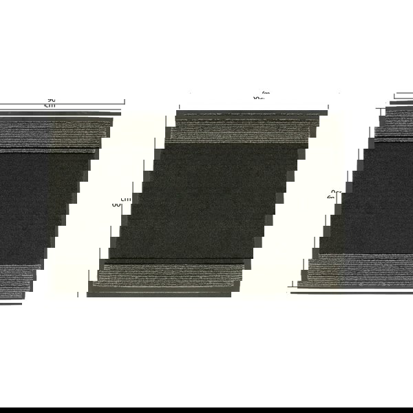 JVL Miracle Machine Washable with Stripes Barrier Mat, 60x90cm, Charcoal