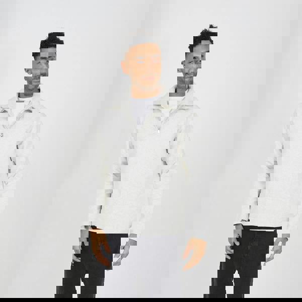 Brave Soul Natural High Funnel Neck 1/4 Zip Sweatshirt - Natural Image 1