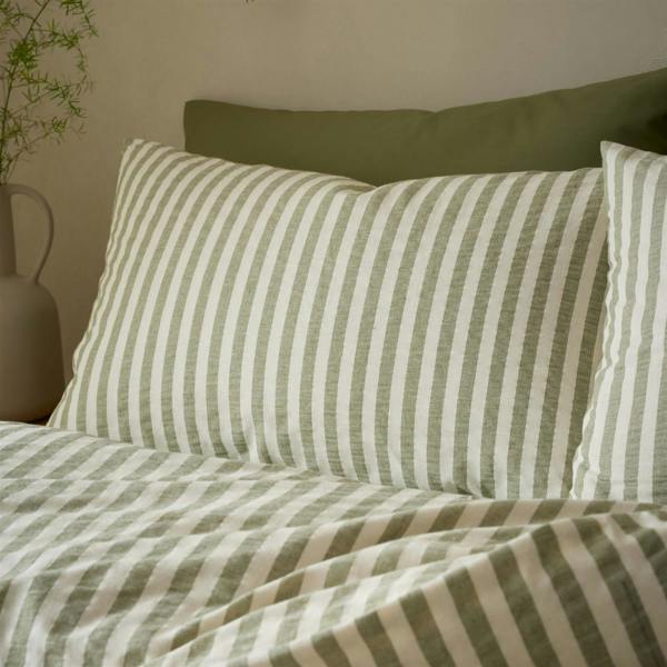 Pineapple Elephant Cotton Rich Woven Stripe Green Duvet Cover Set