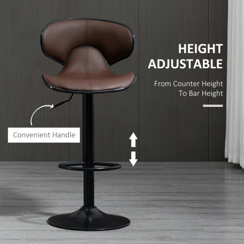 Wyld Haus Mifaro Set Of 2 Brown Adjustable Swivel Bar Stools With Steel Frame And Footrest