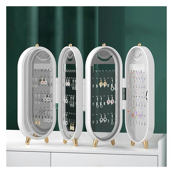 Dragodirect 4-Tier Jewelry Organizer Box with Mirror – Earring & Ring Storage