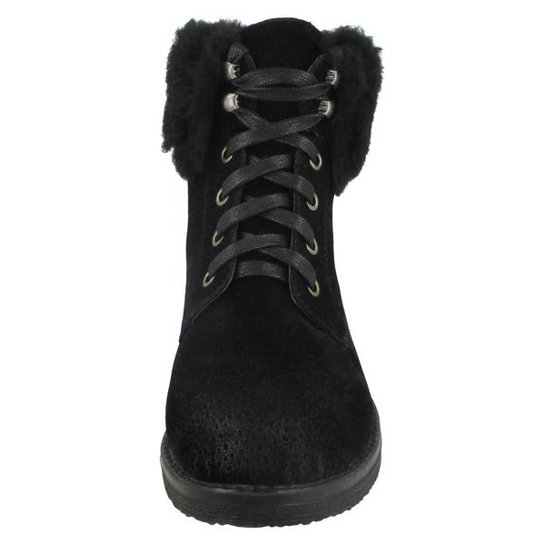 Spot On Ladies Spot On Fur Collar Ankle Boots