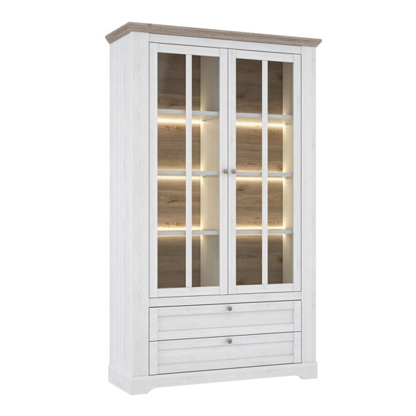 Furniture To Go Iloppa Display Cabinet in Snowy Oak/Oak Nelson