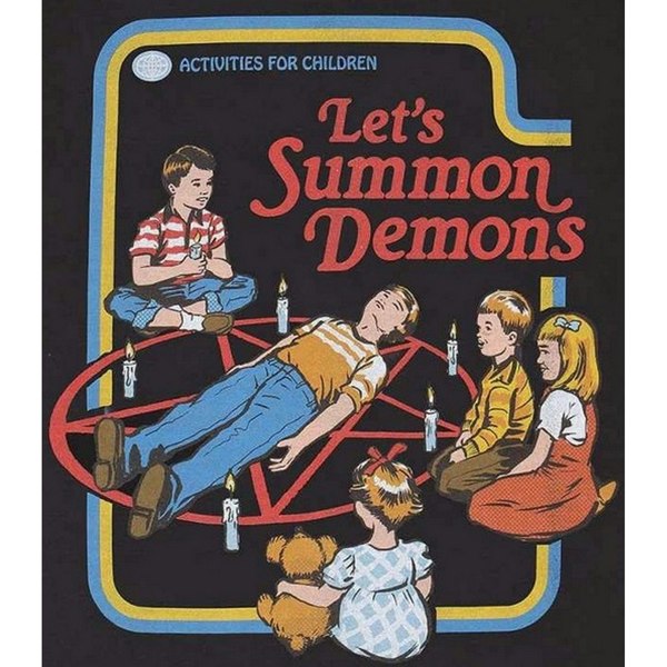 Steven Rhodes Unisex Adult Lets Summon Demons T-Shirt - Black