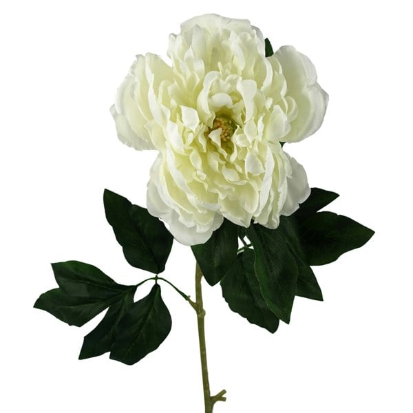 Leaf Pack of 6 x 80cm Artificial White Peony Stem