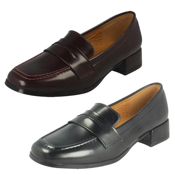 Spot On Ladies Spot On Low Heel Loafer Shoes F90155