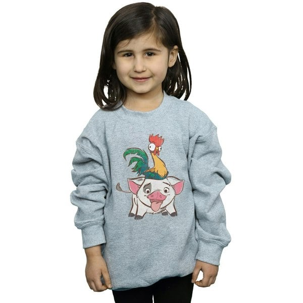 Disney Girls Moana Hei Hei And Pua Sweatshirt - Sports Grey