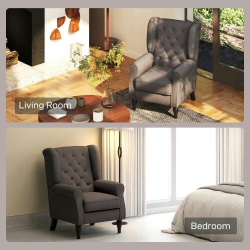 Wyld Haus Mizi Fabric Brown Wingback Accent Chair With Button Tufted Upholstery