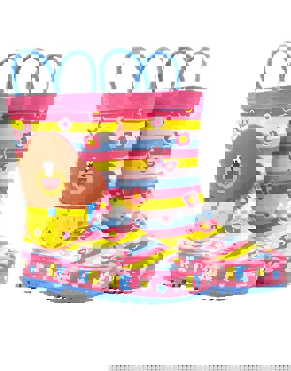 Hey Duggee Girls Pink Duggee With Icon All-Over Print Wellington Boots with Handles