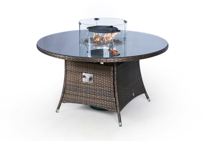 Giardino Arizona Fire Pit 6 Seater Round Rattan Dining Set