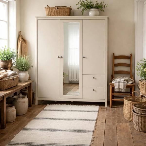 Wyld Haus Gossmere Natural Cashmere Wardrobe 3 Doors 2 Drawers