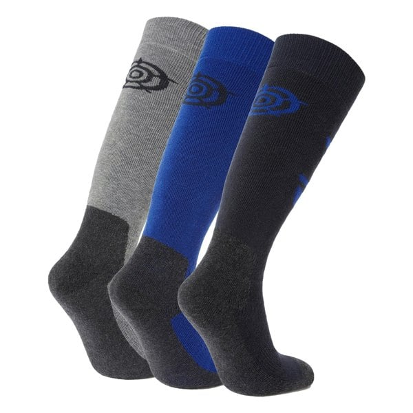 TOG24 Mens Bergenz Ski Socks (Pack of 3) - Dark Indigo/Royal Blue/Light Grey