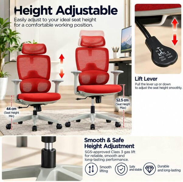 HOMEWEDO  Ergonomic Office Chair with 4D Headrest, Movable Lumbar Support