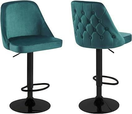 HYGRAD BUILT TO SURVIVE Adjustable Velvet Swivel Bar Stools – Set of 2 | HYGRAD®