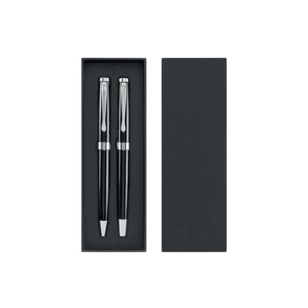 MidOcean Lyon Pen Set (Pack of 2) - Black/Silver - 
