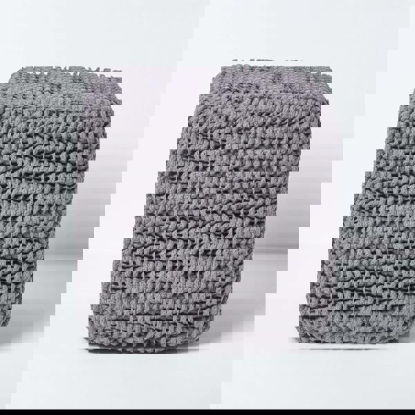 HOMESCAPES Cube Cotton Knitted Pouffe Footstool Bean Filled Hand Knitted