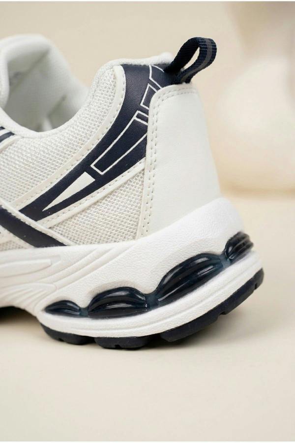 Constance Mixed Media Panelled Trainers - White