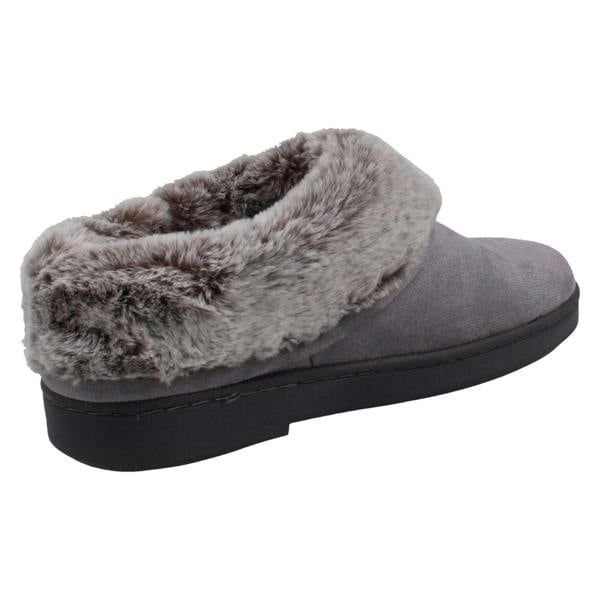 Clarks Ladies Clarks Warm Lined Slippers With Faux Fur Evelyn Mule