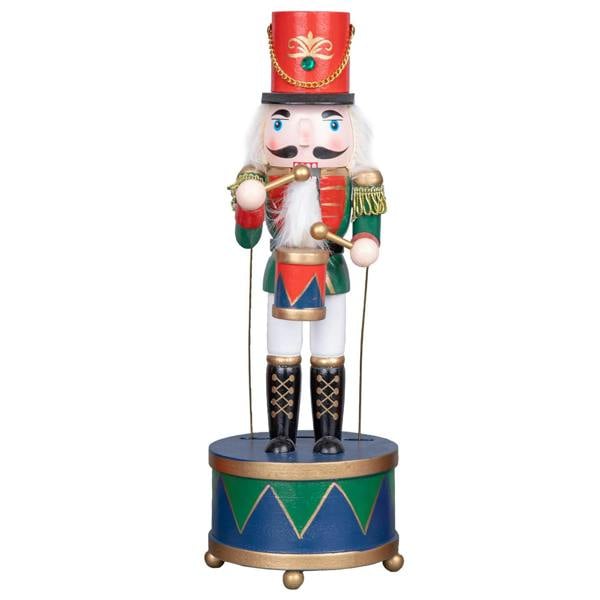 30cm Wooden Musical Nutcracker Soldier Christmas Ornament, Hand Painted Festive Table and Tree Decoration image 7