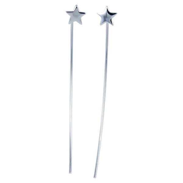 Sterling Silver Long Back Star Earrings - Reeves & Reeves