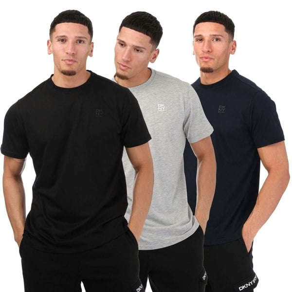 DKNY Mens Logo T-Shirt (Pack of 3) - Black/Silver