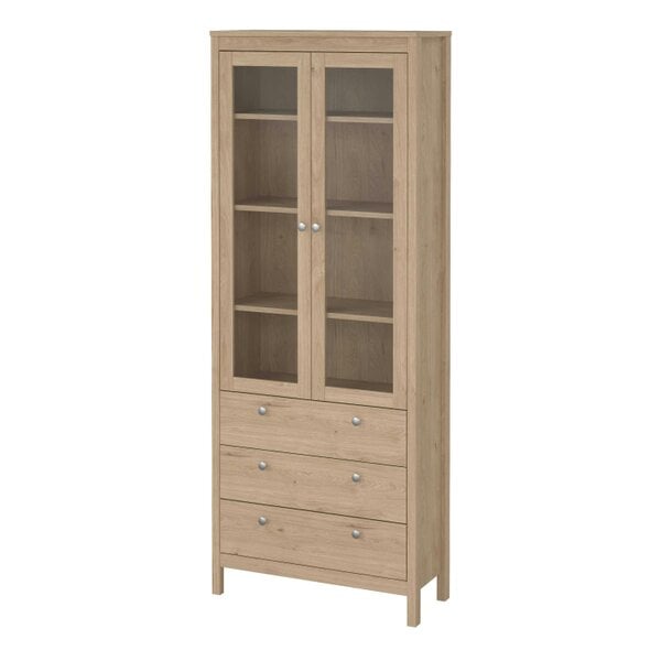 Wyld Haus Gossmere Hickory Oak Effect China Cabinet 2 Doors 3 Drawers