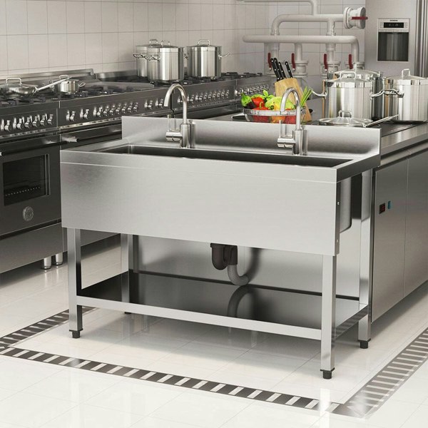 Premium Stainless Steel Deep Sink with Front Surround and Shelf Living and Home
