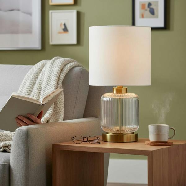 38CM GLASS TABLE LAMP