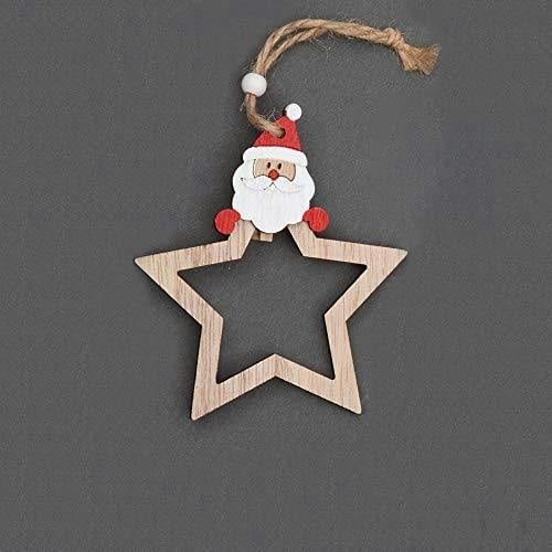 3 Piece Wooden Star Hanging Christmas Decorations with Twine String, Natural Finish image 4