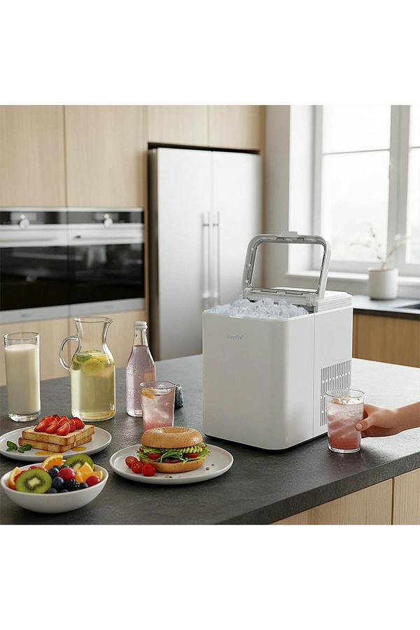 Living and Home Self-Cleaning Ice Maker Machine with 1.3L Water Tank, Ice Scoop & Detachable Basket