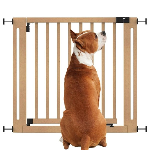 Bettacare Wooden Elegance Dog Gate, Natural, 87cm - 95cm, Pressure Fit Pet Gate, 65cm Extra Wide Doorway, Easy Installation