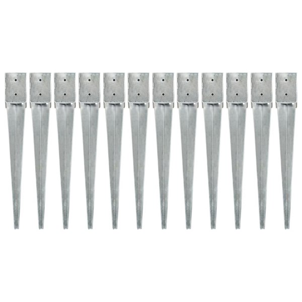 Berkfield Ground Spikes 12 pcs Silver 10x10x76 cm Galvanised Steel
