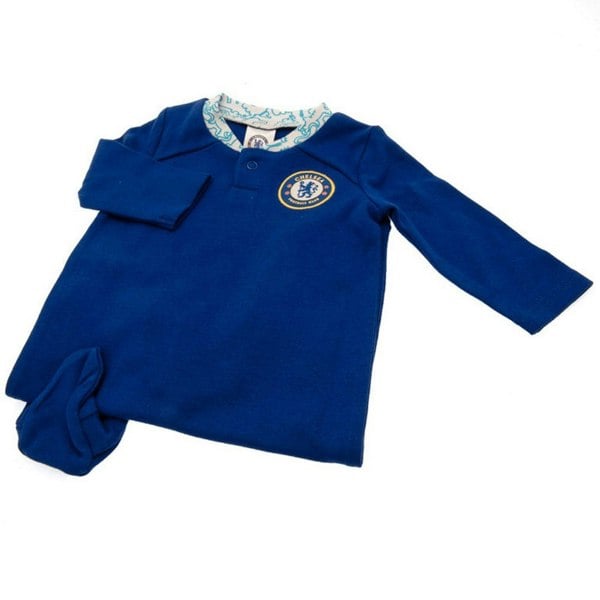 Chelsea FC Baby Crest Long-Sleeved Sleepsuit - Royal Blue/White