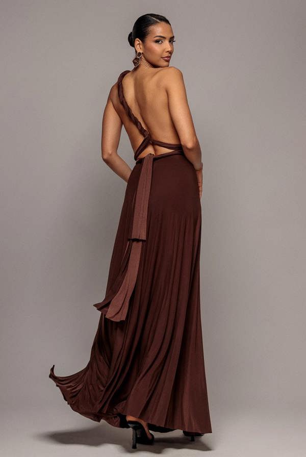 Multiway Tie-Up Maxi Dress - Dark Brown DR1186BB