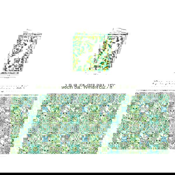 WT1520 - Turkish Green Mosaic Tile Sticker - 15 cm x 15 cm - 24 pcs