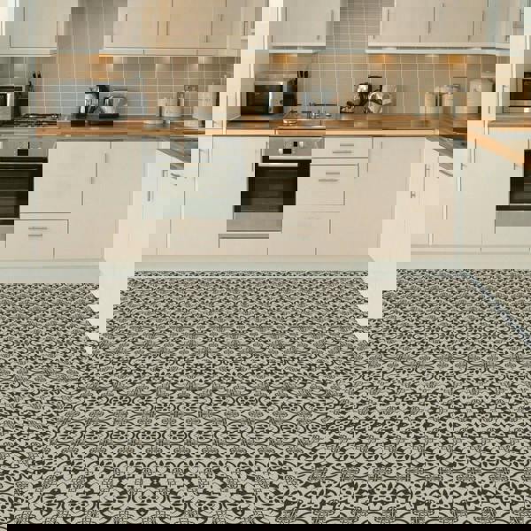 WFS6015 - Antique French Floral Tiles Floor Stickers 120cm x 60 cm