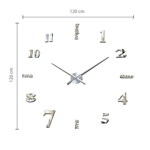 WALPLUS WC2057 - Luxury DIY Wall Clock - Silver Acrylic Arabic and English Numbers