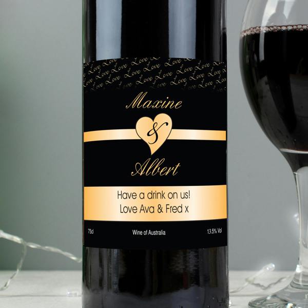 Personalised Couples Heart Shiraz Red Wine - lifestyle shot