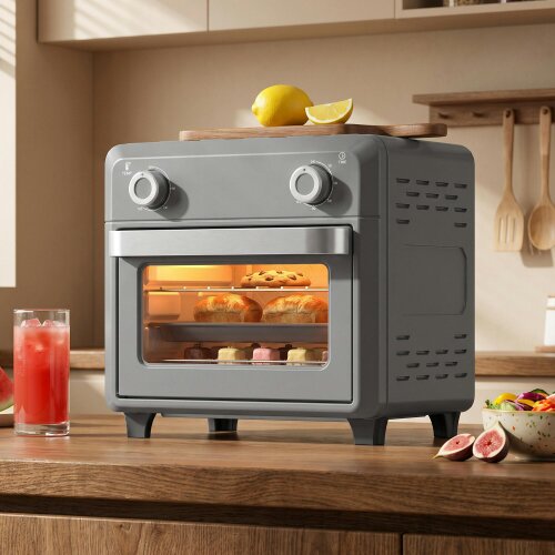 HOMCOM 10L Air Fryer Oven, Mini Oven, Adjustable Temperature,1000W, Grey